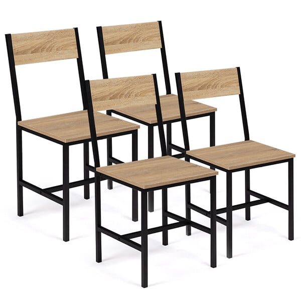 ID MARKET - Lot de 4 chaises de cuisine DETROIT design industriel - large