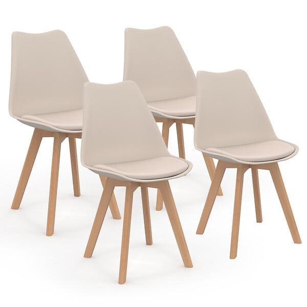 ID MARKET - Lot de 4 chaises scandinaves SARA beige pour salle à manger - large