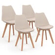 ID MARKET - Lot de 4 chaises scandinaves SARA beige pour salle à manger - vignette