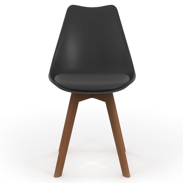 ID MARKET - Lot de 6 chaises scandinaves SARA noires pieds foncés pour salle à manger - large