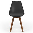 ID MARKET - Lot de 6 chaises scandinaves SARA noires pieds foncés pour salle à manger - vignette