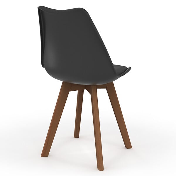 ID MARKET - Lot de 6 chaises scandinaves SARA noires pieds foncés pour salle à manger - large