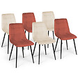 ID MARKET - Lot de 6 chaises MILA en velours mix color terracotta x3 et beige x3 - vignette