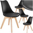 TECTAKE - Lot 4 chaises salle à manger style scandinave forme ergonomique noir - vignette