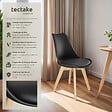 TECTAKE - Lot 4 chaises salle à manger style scandinave forme ergonomique noir - vignette
