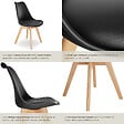 TECTAKE - Lot 4 chaises salle à manger style scandinave forme ergonomique noir - vignette