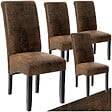 TECTAKE - Ensemble 4 chaises de salle à manger aspect cuir marron foncé - vignette