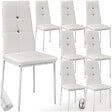 TECTAKE - Lot de 8 chaises avec strass avec revêtement en cuir synthétique blanc - vignette