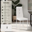 TECTAKE - Lot de 8 chaises avec strass avec revêtement en cuir synthétique blanc - vignette