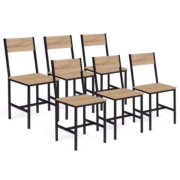 ID MARKET - Lot de 6 chaises de cuisine DETROIT design industriel - large