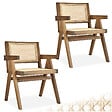 TECTAKE - Lot 2 chaises de salle à manger cannage viennois boho chêne clair - vignette