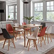 ID MARKET - Lot de 8 chaises scandinaves SARA mix color gris foncé x2, terracotta x3, beige x3 - vignette