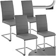 TECTAKE - Ensemble 4 chaises de salle à manger aspect cuir ergonomique gris - vignette