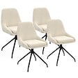 ID MARKET - Lot de 4 chaises pivotantes THALYA en velours beige avec accoudoirs - vignette