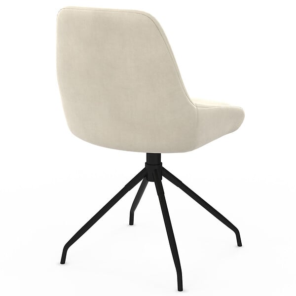 ID MARKET - Lot de 4 chaises pivotantes THALYA en velours beige avec accoudoirs - large