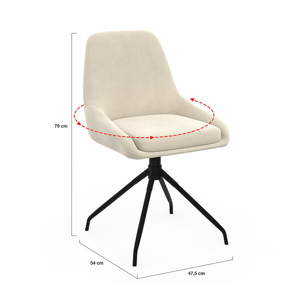 ID MARKET - Lot de 4 chaises pivotantes THALYA en velours beige avec accoudoirs - large