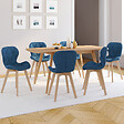 ID MARKET - Lot de 6 chaises ROBINE en tissu bleu canard pour salle à manger - vignette
