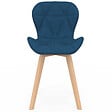 ID MARKET - Lot de 6 chaises ROBINE en tissu bleu canard pour salle à manger - vignette