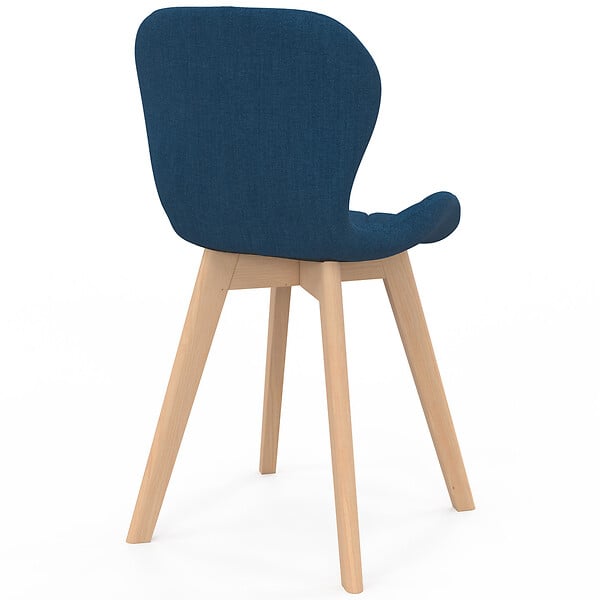 ID MARKET - Lot de 6 chaises ROBINE en tissu bleu canard pour salle à manger - large