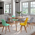 ID MARKET - Lot de 6 chaises scandinaves SARA mix color pastel jaune, blanc, gris clair x2, vert mentholé x2 - vignette