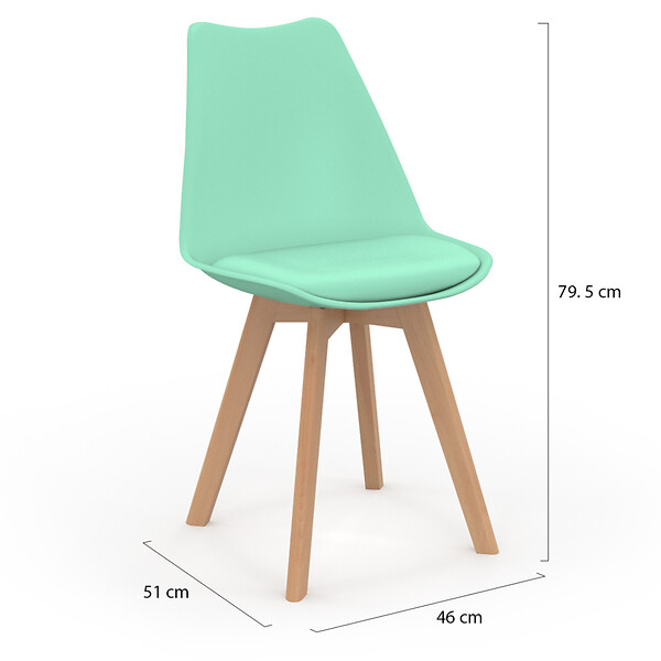 ID MARKET - Lot de 6 chaises scandinaves SARA mix color pastel jaune, blanc, gris clair x2, vert mentholé x2 - large