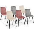 ID MARKET - Lot de 6 chaises MILA mix color pastel rose x2, gris clair x2 et beige x2 - vignette