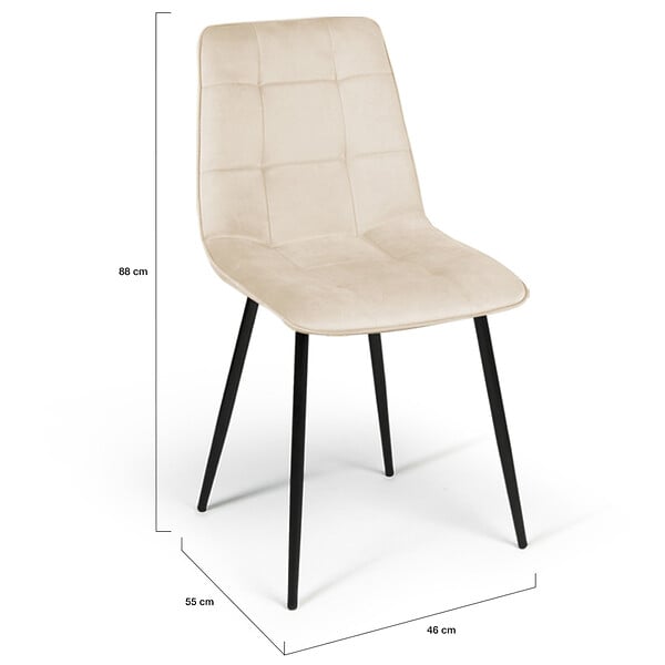 ID MARKET - Lot de 6 chaises MILA mix color pastel rose x2, gris clair x2 et beige x2 - large
