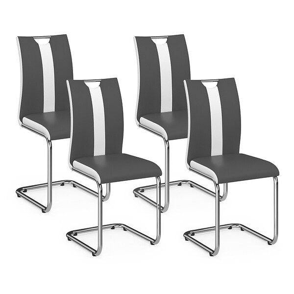 ID MARKET - Lot de 4 chaises PIA grises et blanches pour salle à manger - large
