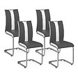 ID MARKET - Lot de 4 chaises PIA grises et blanches pour salle à manger - vignette
