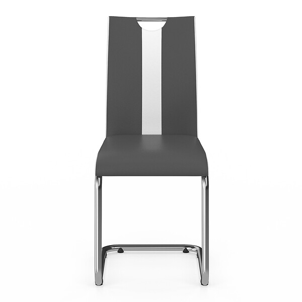 ID MARKET - Lot de 4 chaises PIA grises et blanches pour salle à manger - large