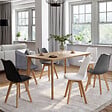 ID MARKET - Lot de 6 chaises scandinaves SARA gris foncé, blanc, noir et velours patchworks noir, gris et blanc - vignette