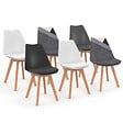 ID MARKET - Lot de 6 chaises scandinaves SARA gris foncé, blanc, noir et velours patchworks noir, gris et blanc - vignette