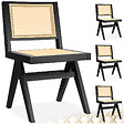 TECTAKE - Lot de 4 chaises en bois avec cannage viennois design boho noir - vignette