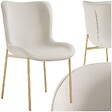 TECTAKE - Chaise rembourrée aspect velours forme ergonomique dossier haut beige - vignette