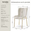 TECTAKE - Chaise rembourrée aspect velours forme ergonomique dossier haut beige - vignette