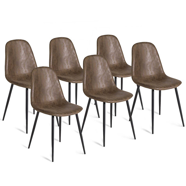 ID MARKET - Lot de 6 chaises vintage DALI marron pour salle à manger - large