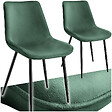TECTAKE - Lot 2 chaises assise ergonomique rembourrée aspect velours vert - vignette