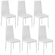 TECTAKE - Ensemble de 6 chaises de salle à manger aspect cuir ergonomique blanc - vignette