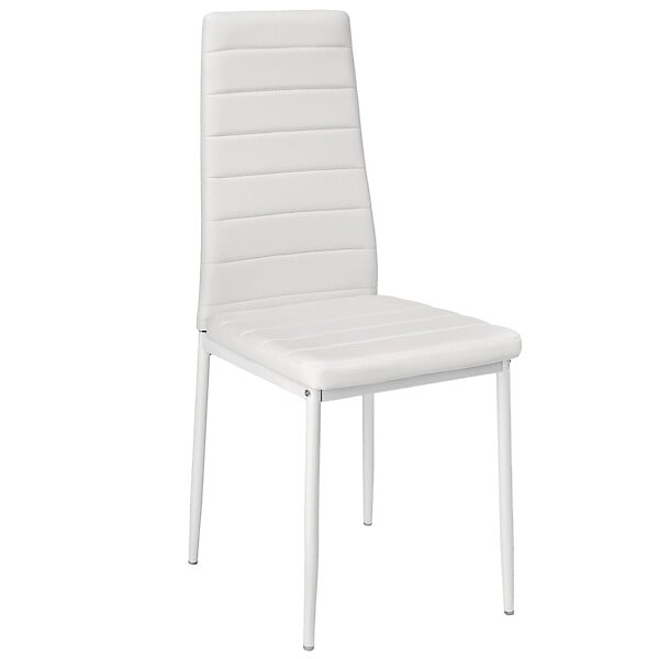 TECTAKE - Ensemble de 6 chaises de salle à manger aspect cuir ergonomique blanc - large
