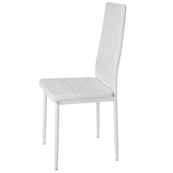 TECTAKE - Ensemble de 6 chaises de salle à manger aspect cuir ergonomique blanc - large