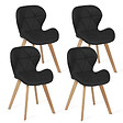 ID MARKET - Lot de 4 chaises ROBINE en PU noires pour salle à manger - vignette