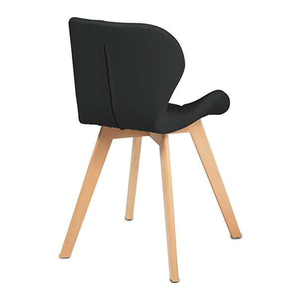 ID MARKET - Lot de 4 chaises ROBINE en PU noires pour salle à manger - large
