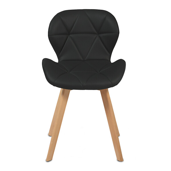 ID MARKET - Lot de 4 chaises ROBINE en PU noires pour salle à manger - large