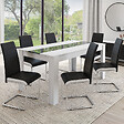 ID MARKET - Lot de 6 chaises MIA noires liseré blanc pour salle à manger - vignette