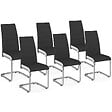 ID MARKET - Lot de 6 chaises MIA noires liseré blanc pour salle à manger - vignette