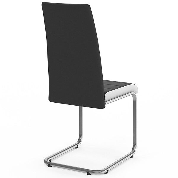ID MARKET - Lot de 6 chaises MIA noires liseré blanc pour salle à manger - large