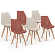 ID MARKET - Lot de 6 chaises scandinaves SARA mix color terracotta x3 et beige x3 - vignette