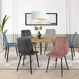 ID MARKET - Lot de 6 chaises MILA en velours mix color pastel bleu x2, gris foncé x2, gris clair, rose - vignette