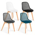 ID MARKET - Lot de 4 chaises MANDY mix color blanc, gris, bleu canard et noir - vignette