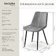 TECTAKE - Lot de 4 chaises Rembourrées aspect velours assise Ergonomique gris - vignette